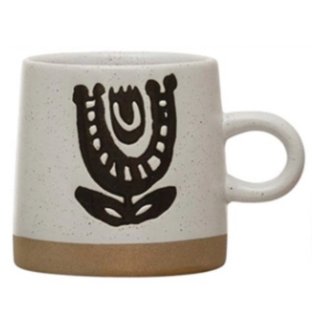 Bloomingvale Abstract Flower Stoneware Mug with Artificial Succulent